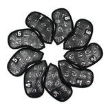 9pcs/set Golf Club Iron Cover Skull Headcover With Number Tags Waterproof PU Leather