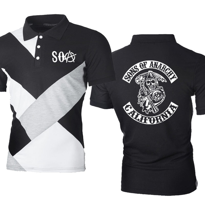 SOA Sons of Anarchy Skull Print Polo Shirt