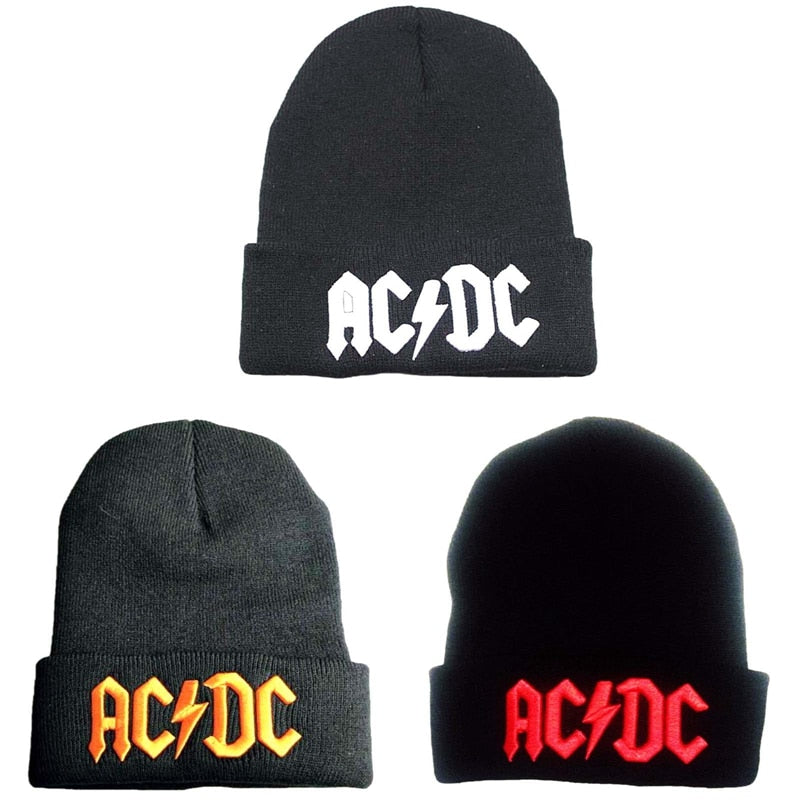 AC DC Beanie Black Knitted Skull Cap