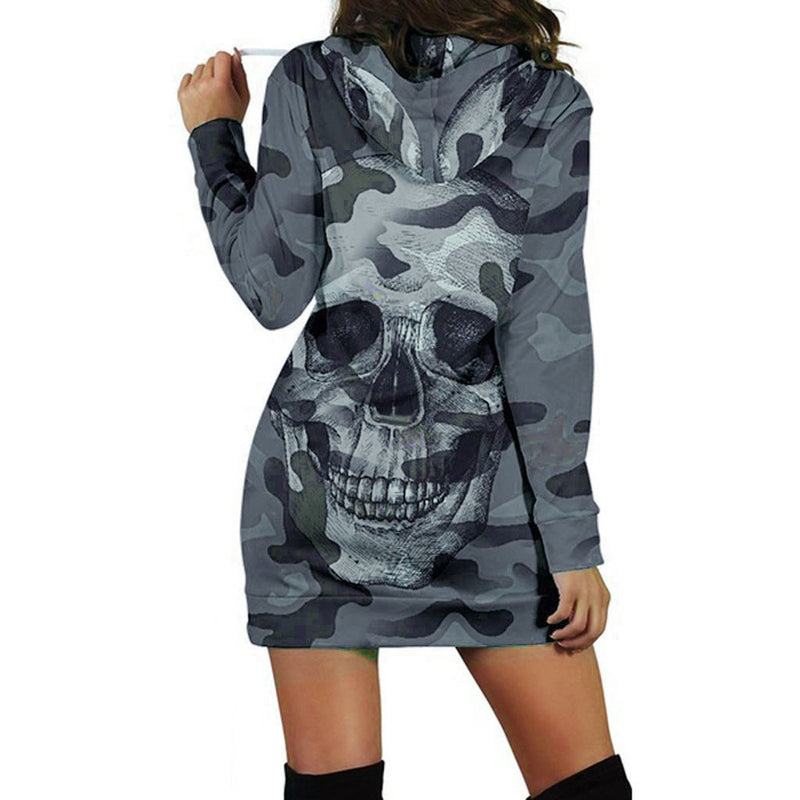 Camo Skull  Women's Hooded Sweatshirt