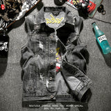 Men's Embroidered Eagle Denim Vintage Sleeveless Vest 6XL