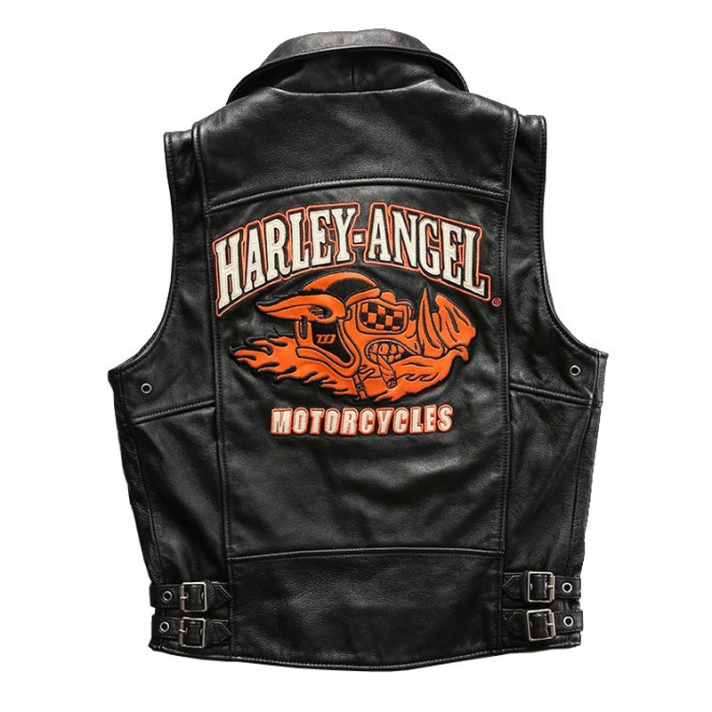 Men's Pig Skull Leather Jacket Vest