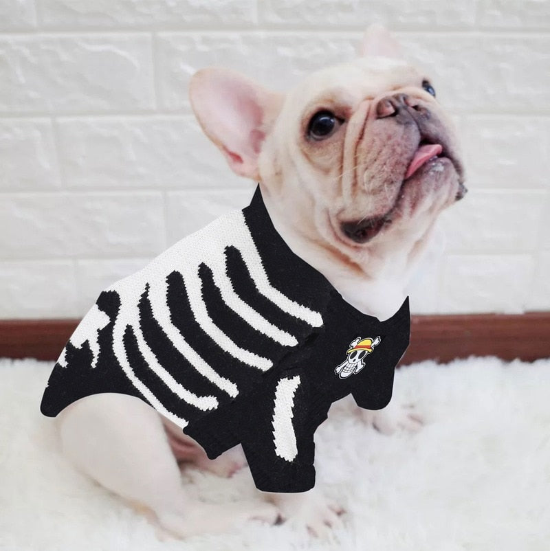 Dog Skull Print Sweater For Small - Medium Dogs