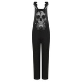 Large Skull Print Women's Casual Loose  Printed Overalls