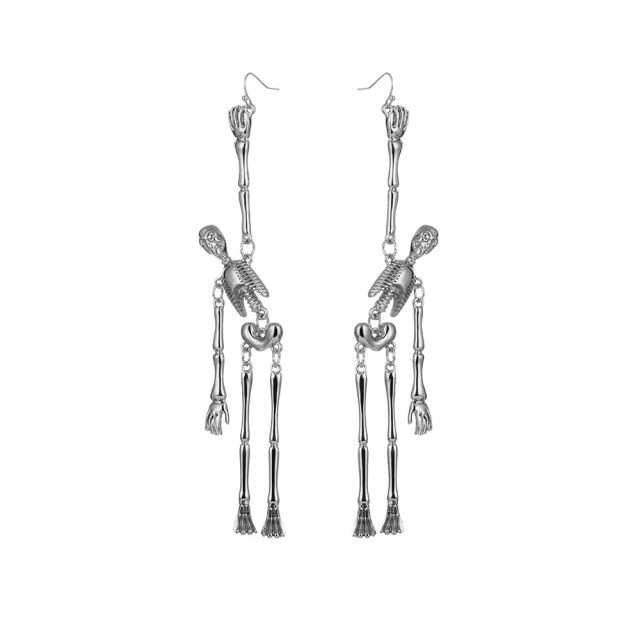 Skeleton Exaggerated Long Drop Earrings
