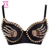 Gold Skull Hand Punk Bra Push Up Strapless Bra