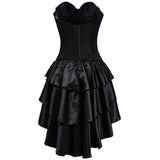 Silver Skull Pattern Cotton Corset & Satin Dress