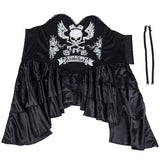 Silver Skull Pattern Cotton Corset & Satin Dress