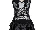 Silver Skull Pattern Cotton Corset & Satin Dress