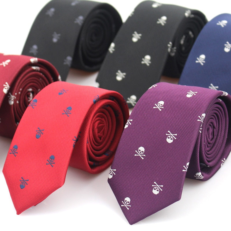 Slim Skull Ties For Men Classic Polyester Neckties