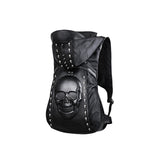 3D Skull Leather Backpack with Hood Cap