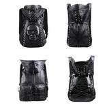 3D Skull Leather Backpack with Hood Cap
