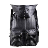 3D Skull Leather Backpack with Hood Cap