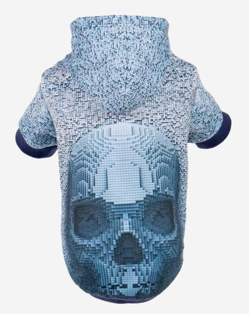 3D Digital Print Skull Winter Pet Hoodie with Harness Hole