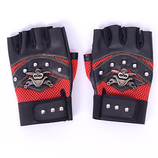 Half Fingers Pirate Skull Gloves