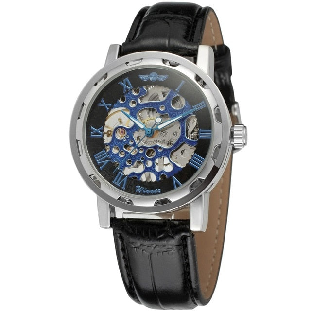 Men Top Luxury Skeleton  Transparent Steampunk Mechanical Watch
