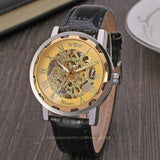 Men Top Luxury Skeleton  Transparent Steampunk Mechanical Watch