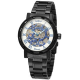 Men Top Luxury Skeleton  Transparent Steampunk Mechanical Watch