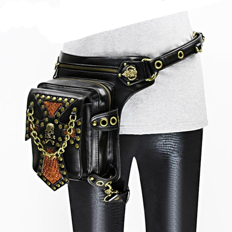 Skull Rivet Waist Motorcycle Drop leg Bag