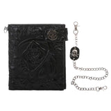 Vintage Skull Leather Wallet With Anti Theft Chain