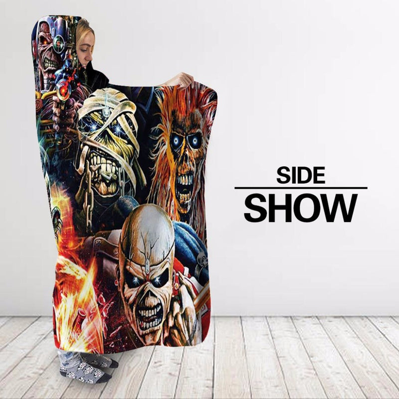 3D Skull Print Plush Hooded Washable Blanket