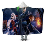 3D Skull Print Plush Hooded Washable Blanket