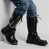 Motorcycle Boots Skull Combat Boots