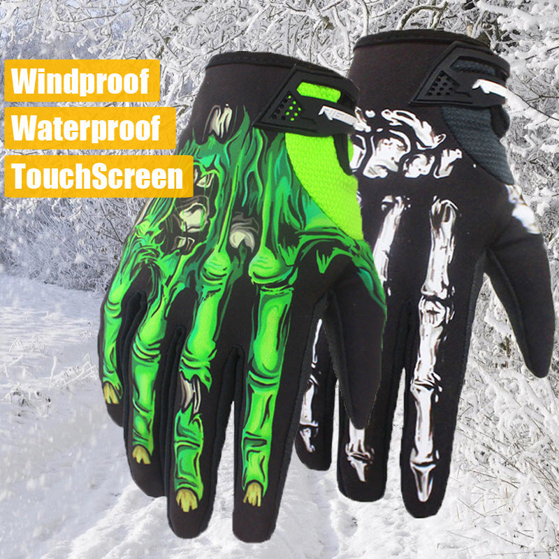 Skeleton Bones Winter Warm Cycling Gloves Windproof Waterproof Touchscreen Sports Gloves
