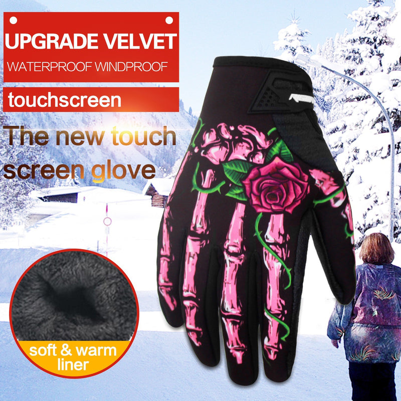 Skeleton Bones Winter Warm Cycling Gloves Windproof Waterproof Touchscreen Sports Gloves