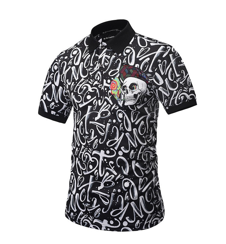 3D Men's Skull Polo Shirt  Short Sleeve