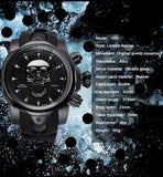 Steampunk Big Dial Skull Mens 3D Rotating Watch with Silicone Strap